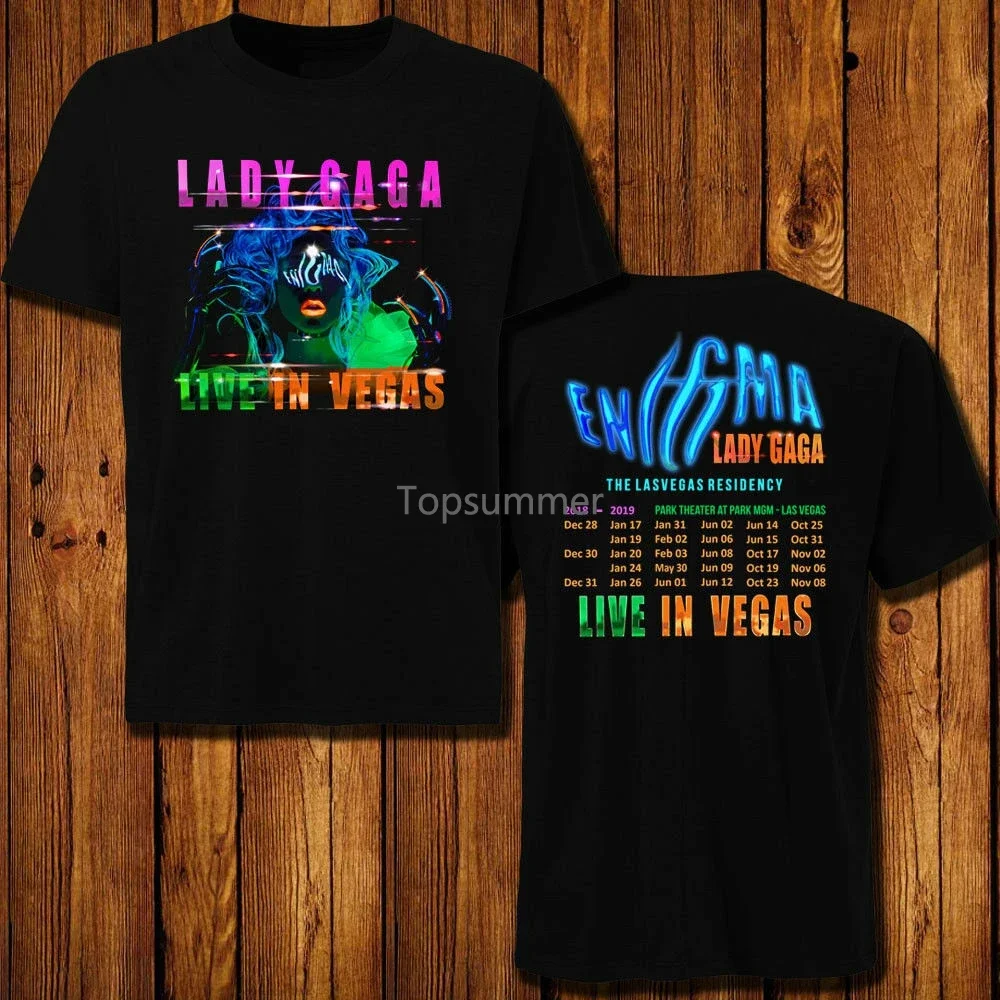 Женская футболка Гага Тур 2018-2019 Enigma Live In Vegas, футболки с двумя боковыми размерами, Повседневная брендовая одежда из хлопка