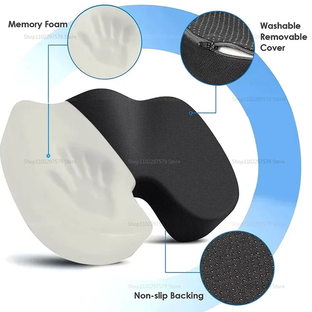 Ergonomic Memory Foam Office Chair Cushion Hemorrhoid Support Cushion Sedentary Relief Seat Pad Student Car Seat Cushion 2