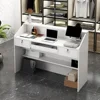 Reception Desk with Counter, Modern Front Desk with Lockable Drawers, White Retail Counter for Checkout Salon, Lobby, Store 5