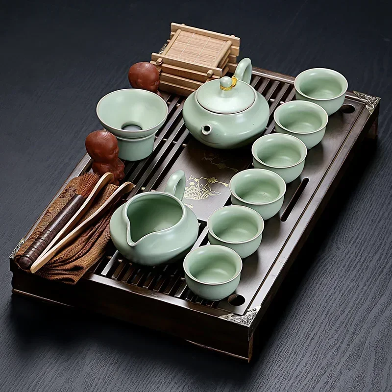 Tea Set Purple Clay Chinese Tea Cup Set Porcelain Vintage Simple Kung Fu Luxury Tea Set Strainer Juego De Te Household Products DG50TS