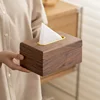 Black Walnut Tissue Box Household Creative Magnetic Cover Suction Paper Box Luxury Restaurant Table Kleenex Storage Box Ashtray 3