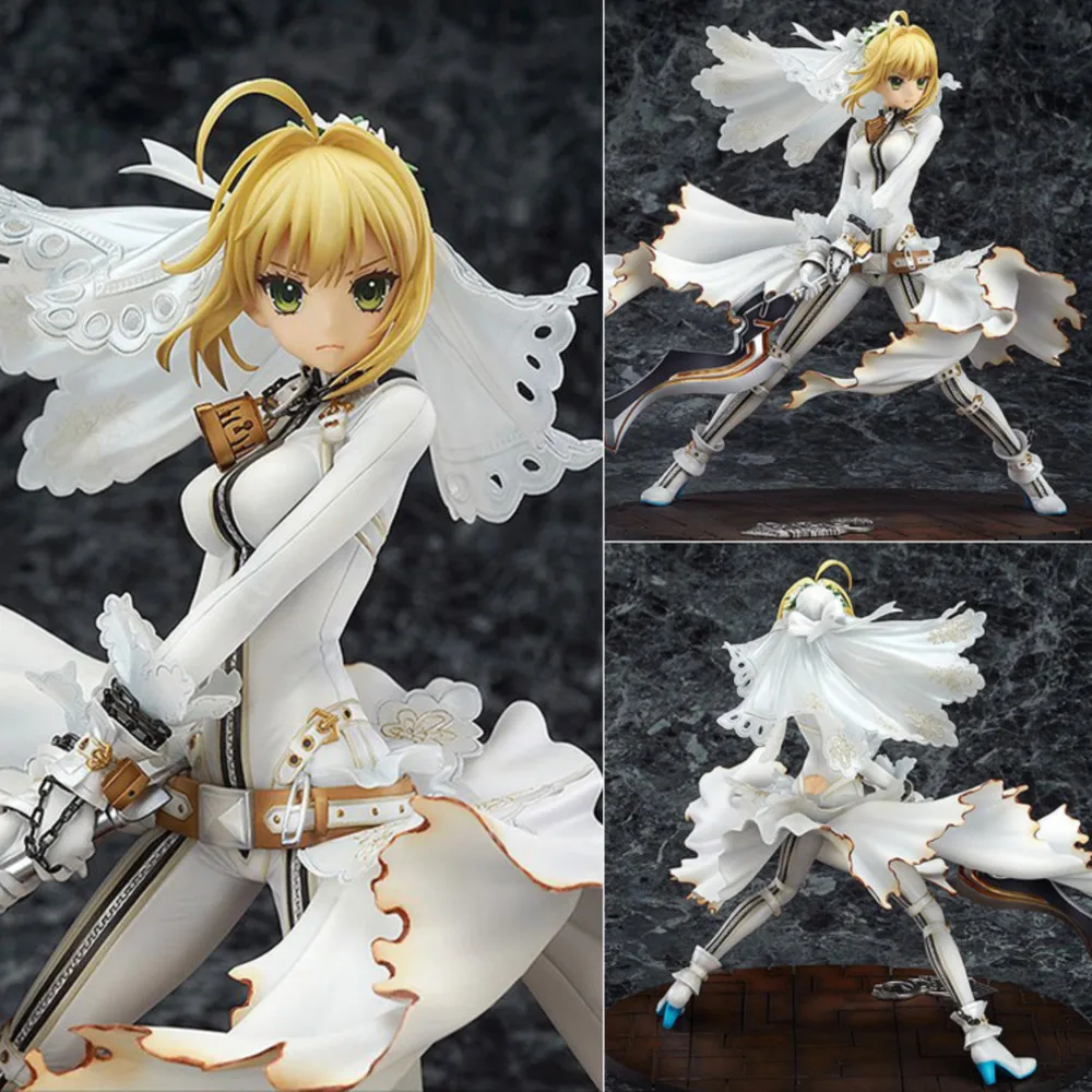 

28CM/11IN Fate/EXTRA Wedding Saber Altria Pendragon Mobile Anime Action Figure Model Multi-Jointed Movable Toys Garage Kit Gifts