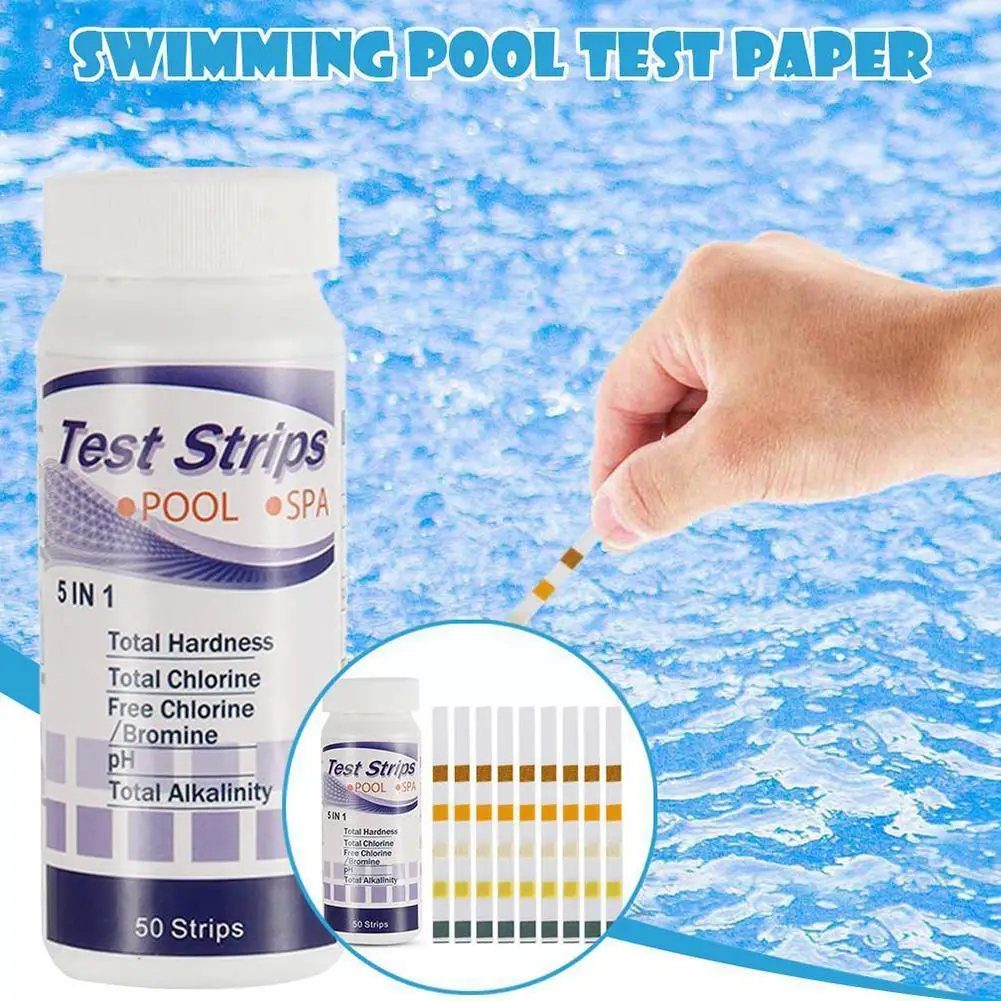 

5 In 1 Test Strips For Aquarium /fish /swimming Pool / Spa Water Quality 50 Pcs Chlorine /ph /bromine Measure Paper J7s9