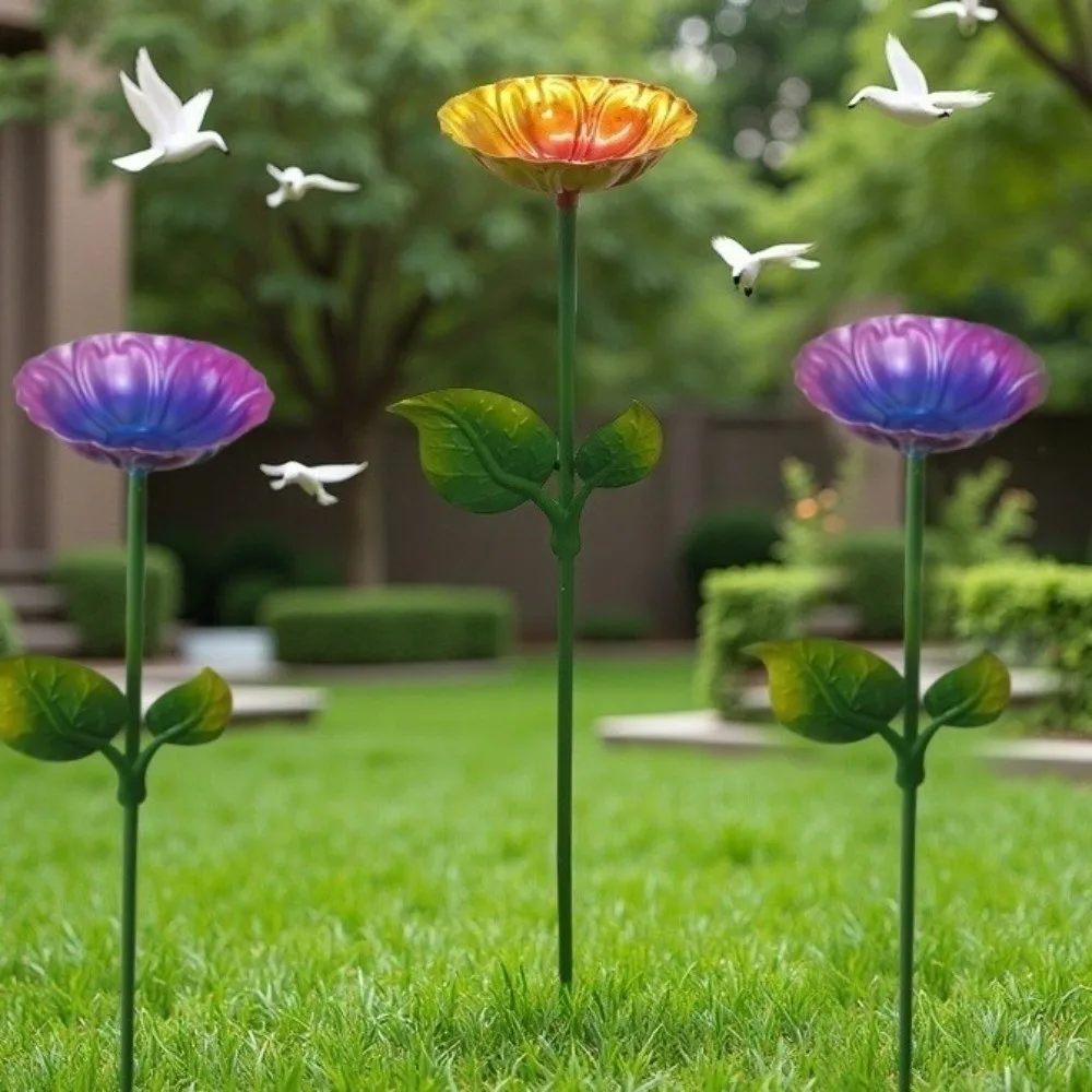 Vasca per Uccelli a Forma di Fiore in Ferro, Pratica e Resistente, Grande Capacità, Ciotola per Alimentazione Uccelli da Esterno/Patio - immagine 2