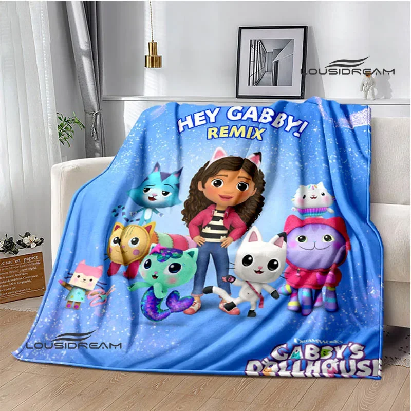 Gabby's Dollhouse Cute Anime Printed blankets Picnic blanket Flannel Warm blanket Travel Blankets bed linings Birthday Gift 5