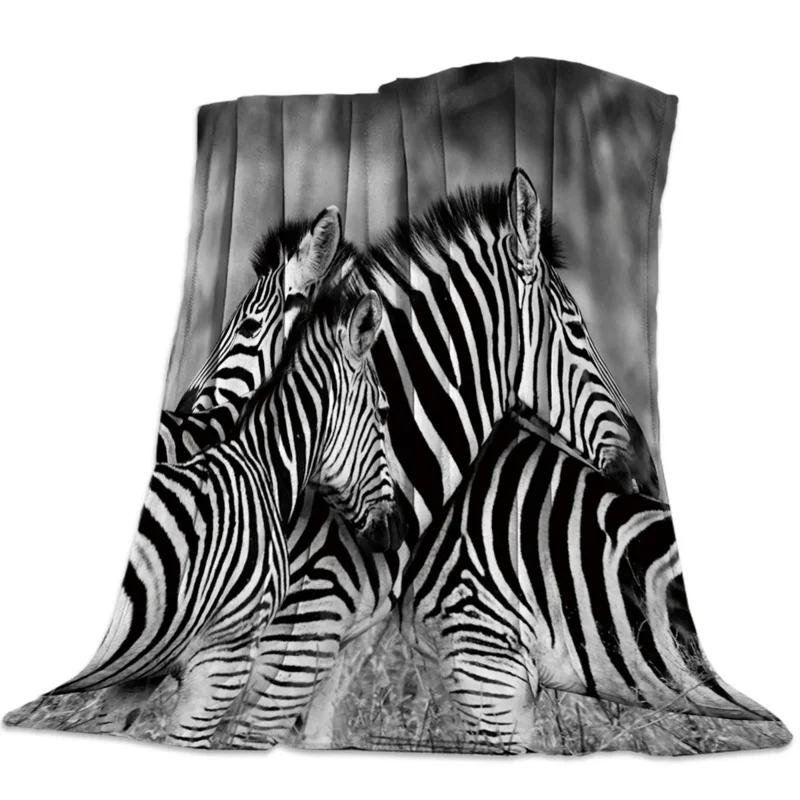 

Animal Zebra Black and White Stripes Pattern Flannel Throw Blanket Soft Lightweight Warm Cozy Kid Adult Travelling Camping Gift