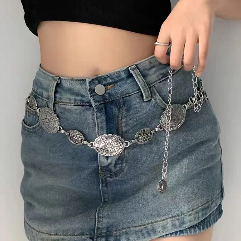 Silberner Retro-Taillengürtel, Metallkettengürtel für Damen, Neuer Vielseitiger Sommer-Accessoire für Röcke und Hosen, Dünner Ledergürtel im Trend – Detail 15