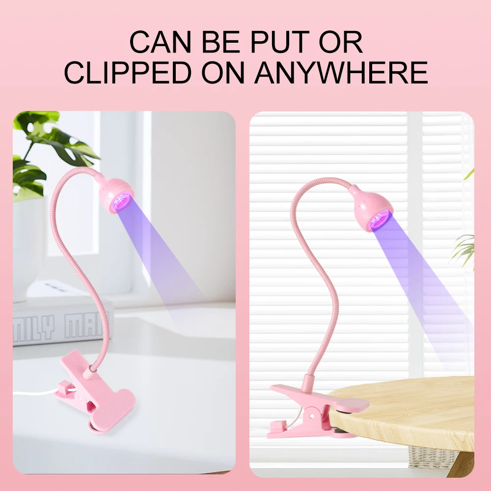 젤 네일 폴리쉬 건조용 네일 LED UV 램프, 클립형 유연한 데스크 미니 휴대용 USB 네일 램프 UV 라이트 드라이어 (매니큐어 살롱용)