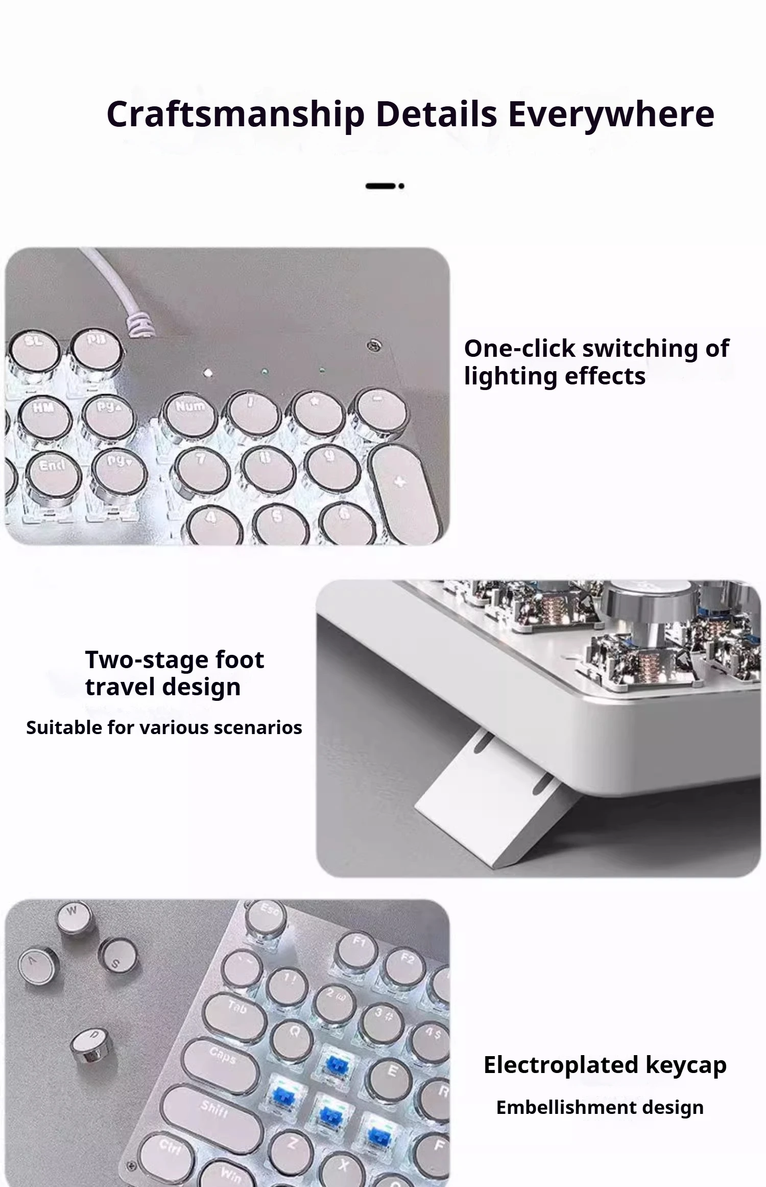 Vintage round keycap keyboard USB wired