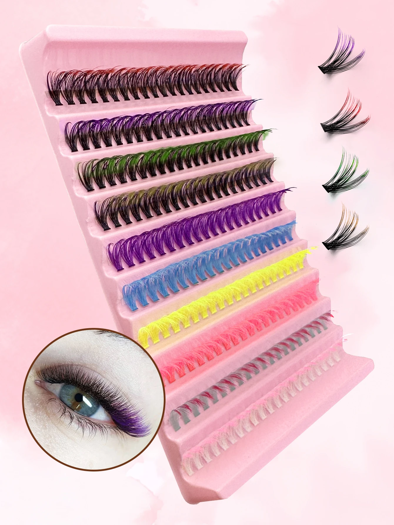 ABONNIE Colorful Cluster Eyelashes 10 Rows With 200pcs D 40D 14mm/16mm Individual Lashes DIY Cluster Lashes Extensions For Party