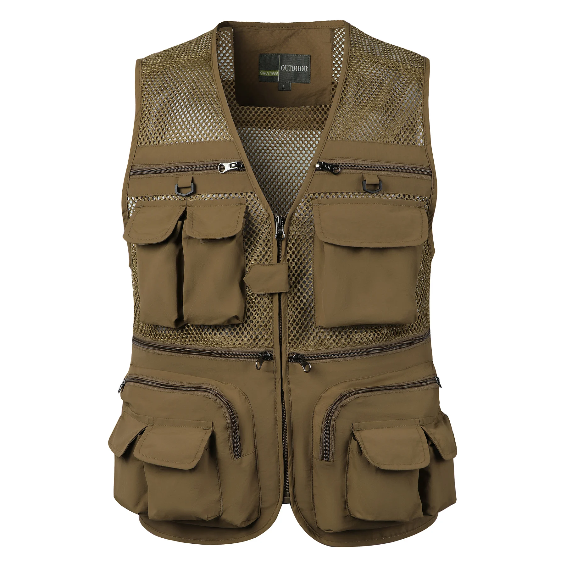 

Men's Tool Many Male Photographer Vest Jacket Gear Summer Work Mesh Coat Waistcoat Webbed Sleeveless Pocket Tactical