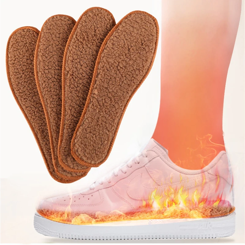 Wool Warm Shoes Insole Thicken Snow Boots Shoe Sole Thermal Insert Winter Sports Running Insoles Men Woman Heating Pads 2/10pcs heel insoles,shoe inserts