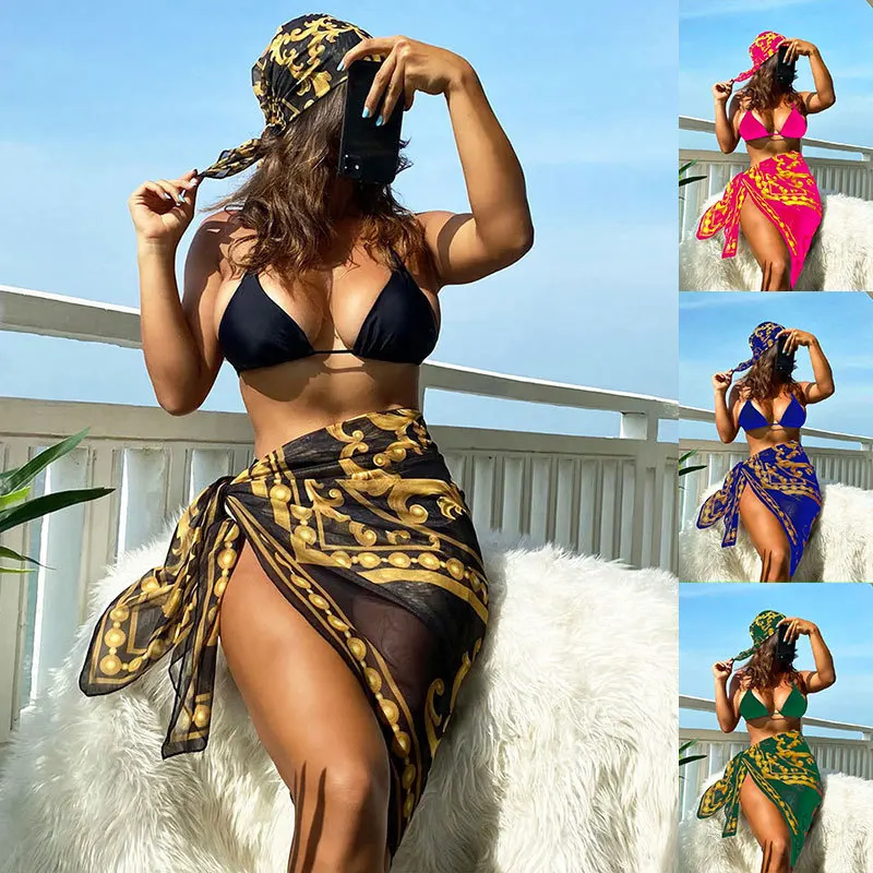 Женский новый пикантный мини-купальник бикини в стиле ретро с позиционным принтом, женский купальник из трех предметов, бразильский пляжный купальник для отдыха