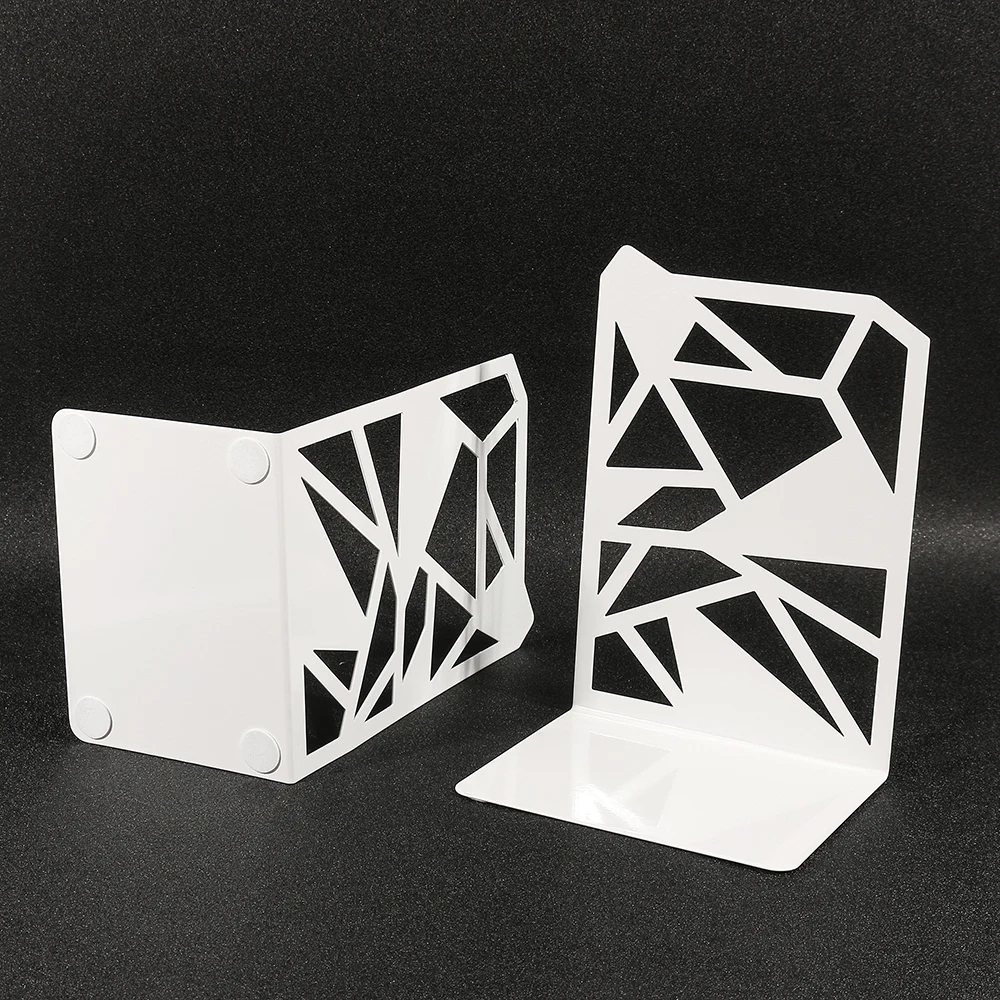 Hollow-out Metal Bookends Hourglass Design Metal Bookends for Home Office Decorative Book Stoppers Book Holders 2