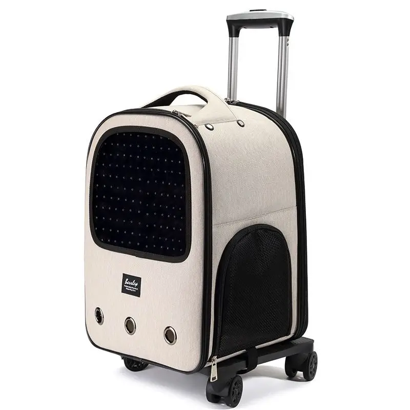 Trolley Pet Backpack Large Space Mute Universal Wheel Cat Bag Folding