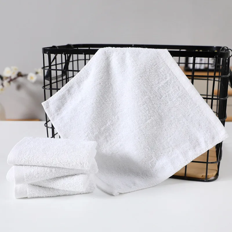 4Pcs 25x25cm White Soft Cotton Small Square Home Hotel Bathroom Multifunctional Cleaning Hand Towel