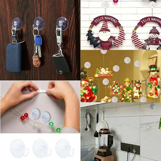 10/5 pièces crochets à ventouse forte support à ventouse avec crochets en plastique pour fenêtre en verre crochet mural cintre maison cuisine salle de bain 5