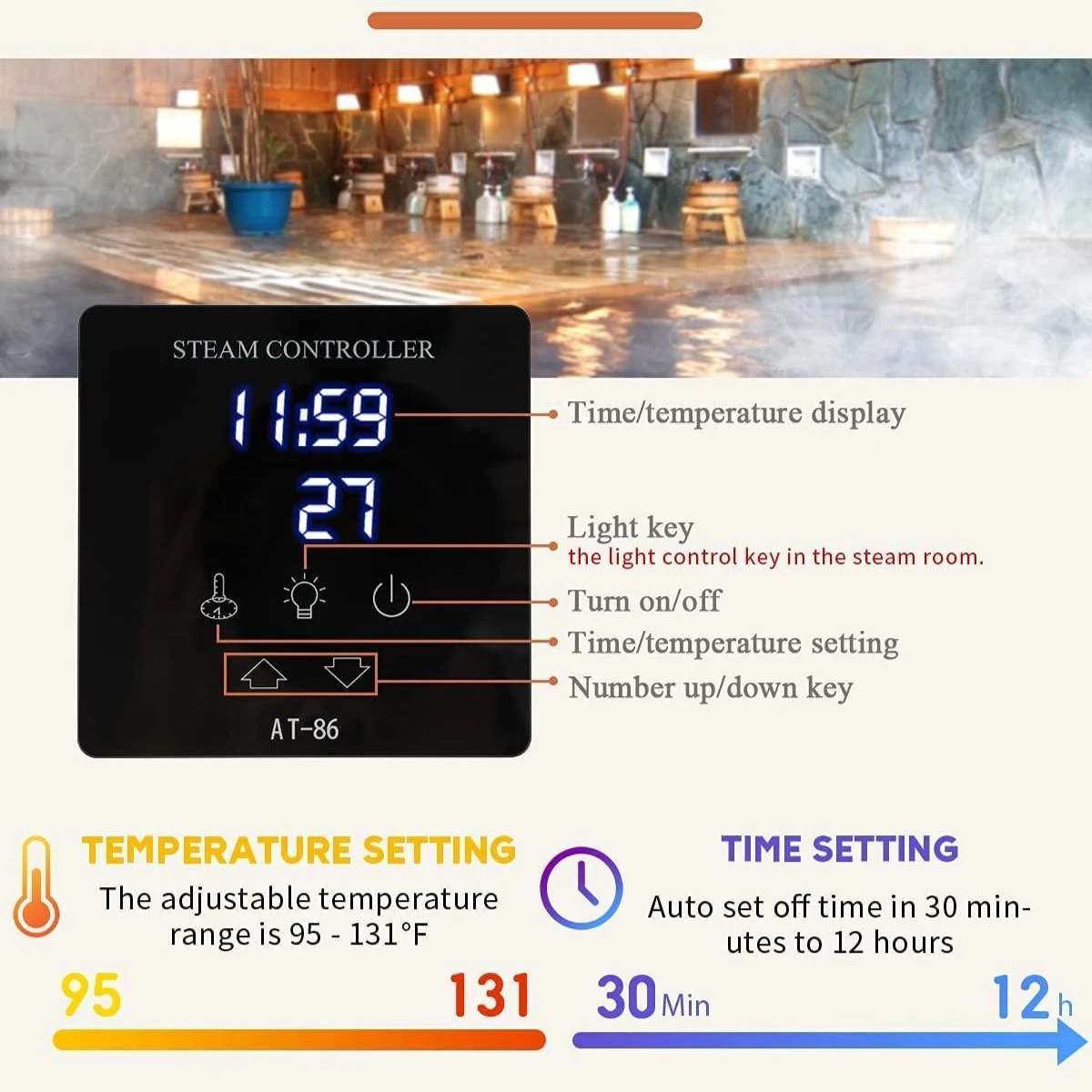 Description Picture 4 of item9KW Commercial Self-Draining Steam Generator Shower System Home Steam Bath Spa Generator