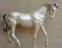 Antiques Tibet Silver Horse Statue Bronze Smooth sailing~Wish U Wealth 2
