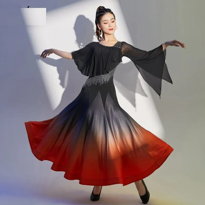 

X6017 Modern Dance Skirt Girls Ballroom Dancing Costume Diamond Waltz Costumes Ballroom Dancing Performance Clothes