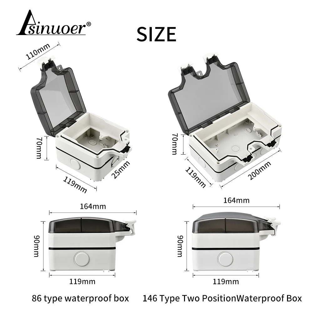 Durable Outdoor Waterproof Wall Plug, 16A, 110-250V, IP66 Dustproof