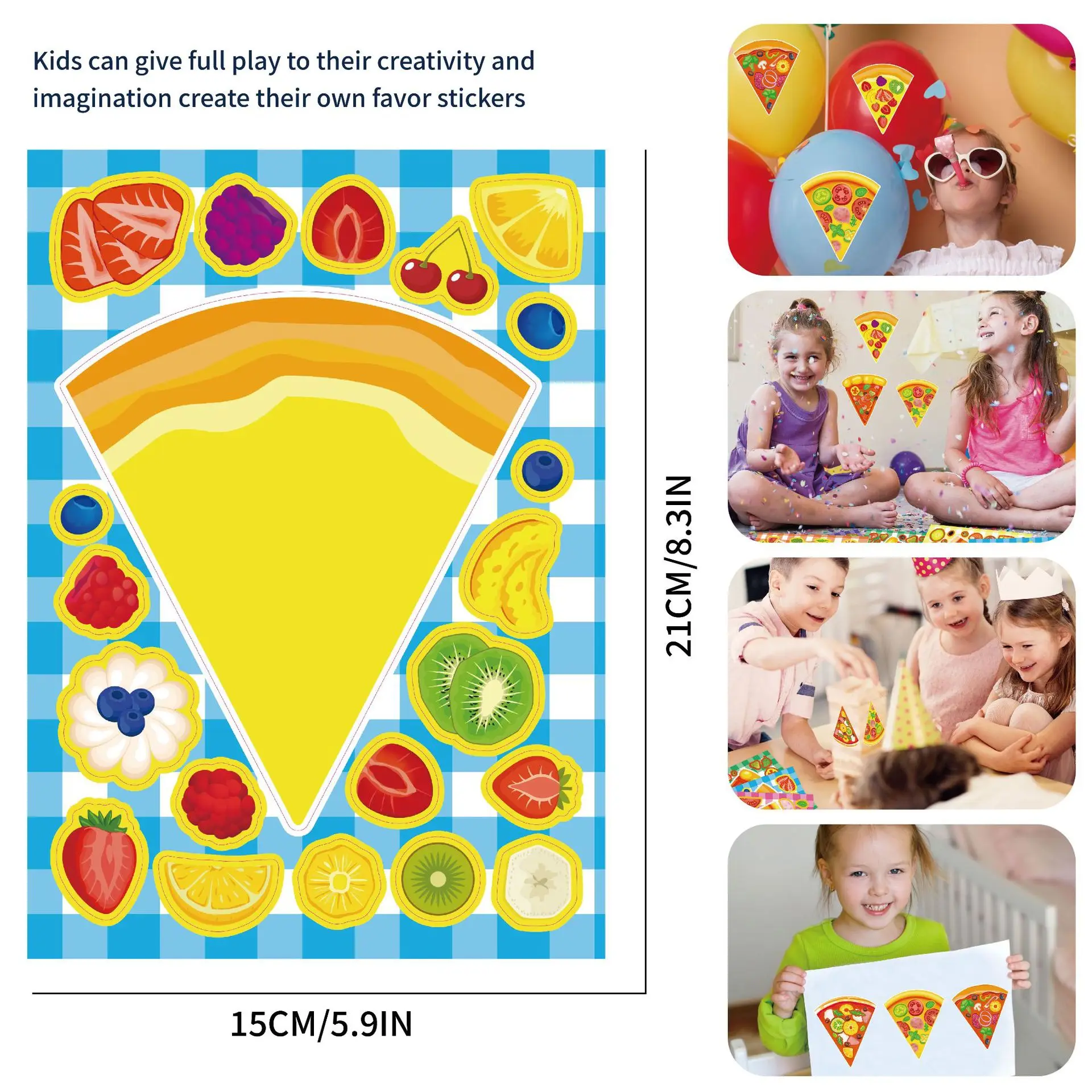 8/16Sheets Cute Cartoon Diy Cooking Pizza Puzzle Sticker DIY Phone Laptop Luggage Skateboard Graffiti Decals Fun for Kid Gift