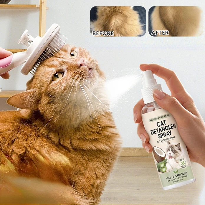 고양이 털 엉킴 방지 스프레이, 전문가용 고양이/강아지용 리브인 컨디셔너, 정전기 방지, 털갈이 방지, 깊은 영양 공급, 엉킨 털 제거, 반려동물용