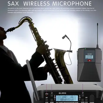 SOM GLX4 색소폰 고품질 전문 듀얼 무선 마이크 시스템, 무대 공연, 다이내믹 2 채널 2 핸드헬드