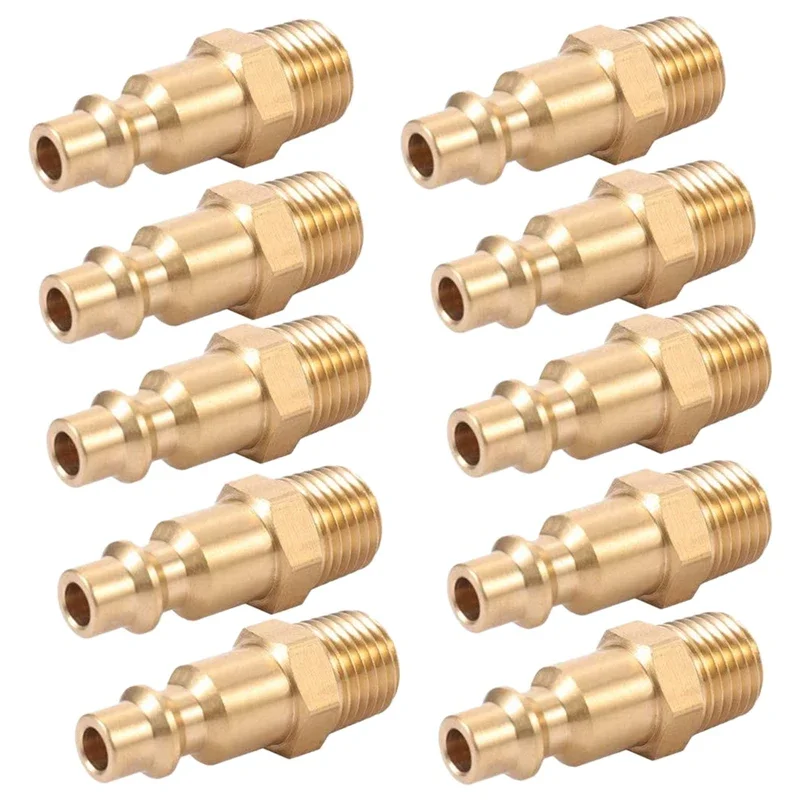 

Brass 1/4 Inch NPT Male Air Hose Quick Connect Adapter,Air Coupler Plug Kit,Air Compressor Fittings 10Pcs (Male NPT)