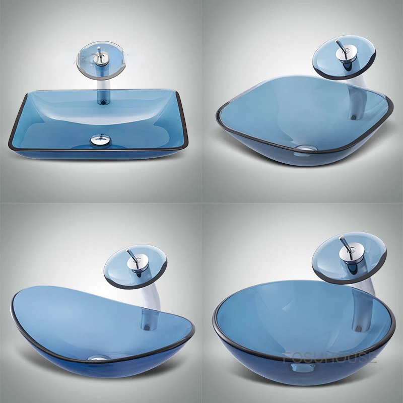Tempered Glass Washbasin Modern Simple Bathroom Sinks Single Basin
