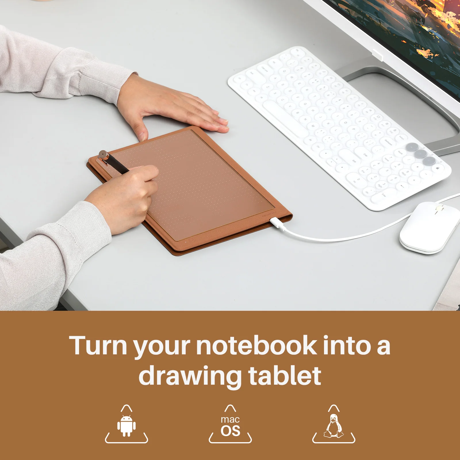 Huion Note Smart Notebook Writing Pad Digital Notepad Bluetooth 5.0 for Note-taking Sketching for Android/iOS/Win/macOS/Linux 3
