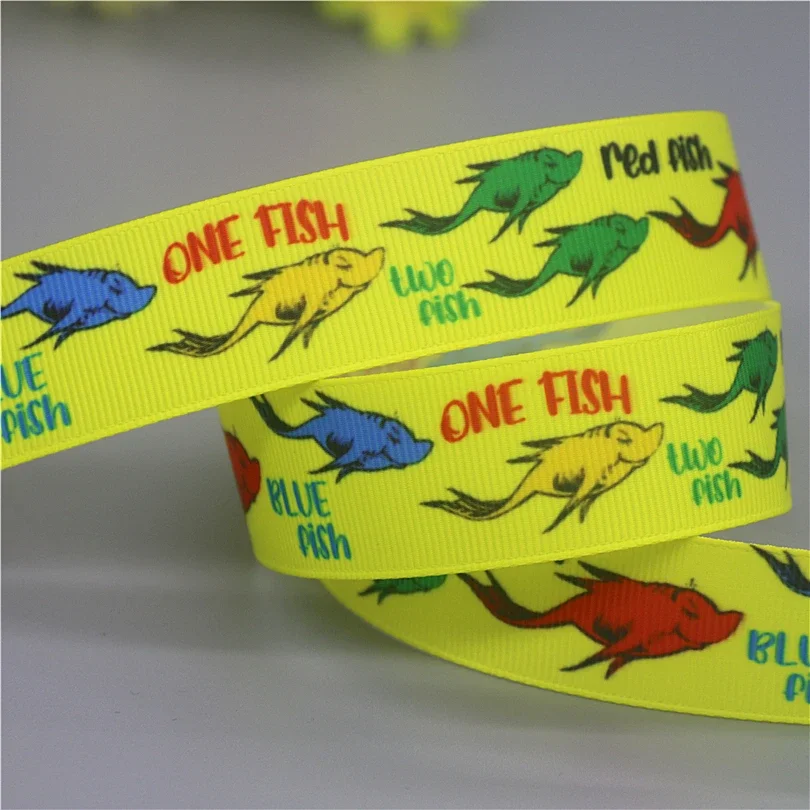 

DUWES 50 ярдов корсажная лента с принтом в виде рыбы Аксессуары материал головной убор украшение Сделай Сам шитье Рукоделие D2312