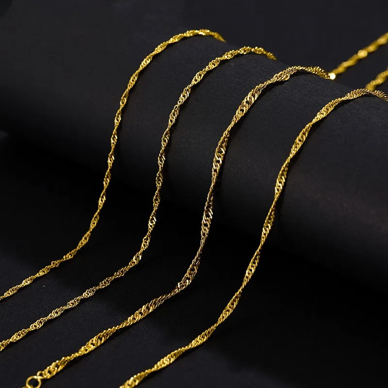 

Classical Gold Plating Chain Necklace For Women Girl Lady Gilding 24K Charm Jewelry Link Jewelry Exquisite Fine Delicate Jewelry