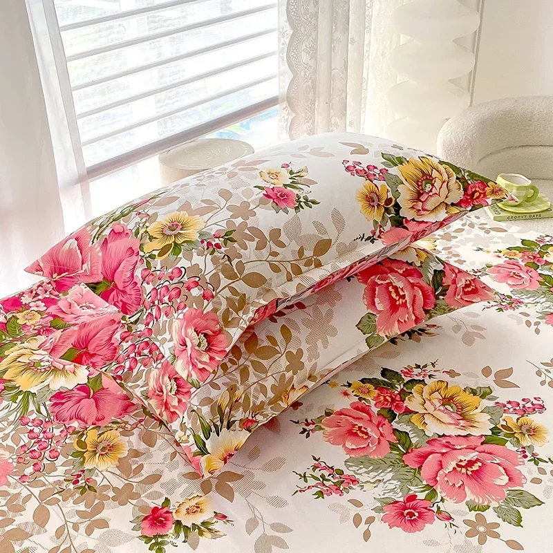 Romantic Peony Floral Duvet Cover Set Reversible Shabby Flower Comforter Cover with 2 Pillowcase Vintage Farmhouse Bedding Set