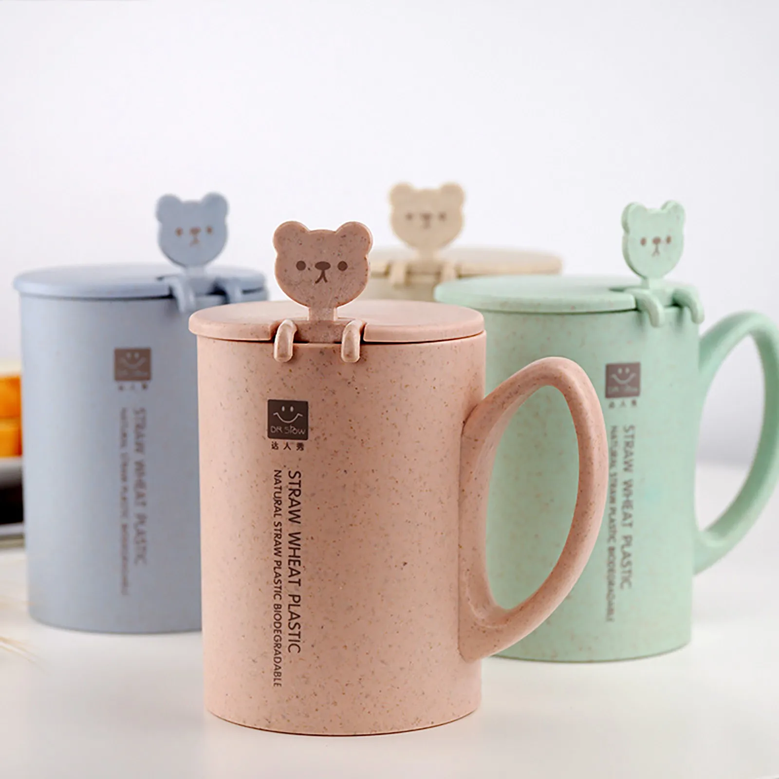 1pc Ceramic Mug With Lid & Bear Shaped Handle For Coffee