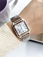 Pablo Raez Couple montre à Quartz Rectangle carré chiffres romains Reloj Orologio dames unisexe luxe homme montre-bracelet horloge classique 3