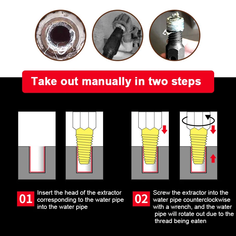 Bolt Extractor Set 1/2&Prime; 3/4&Prime;Broken Wire Extractor Faucet Damaged Bolts Wire Pipe Remover Double-head Water Pipe Triangle Valve Tap Bolt Remover