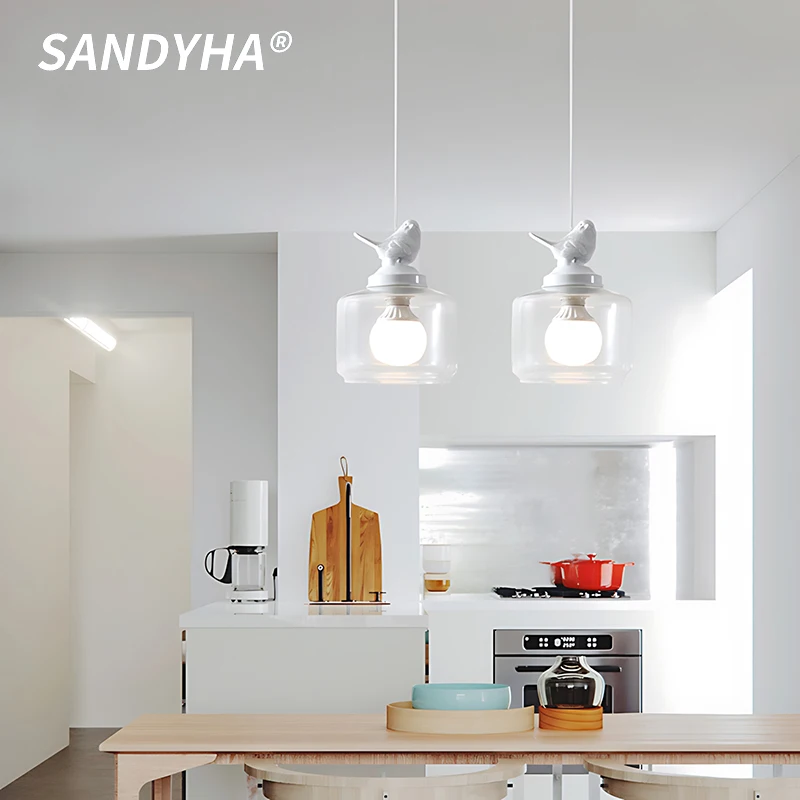 Nordic Countryside Restaurant Bird Glass Chandelier Suitable For Bar Counter Balcony Foyer Staircase Bedroom Bedside Home Decor