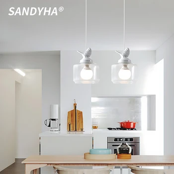 Nordic Countryside Restaurant Bird Glass Chandelier Suitable For Bar Counter Balcony Foyer Staircase Bedroom Bedside Home Decor