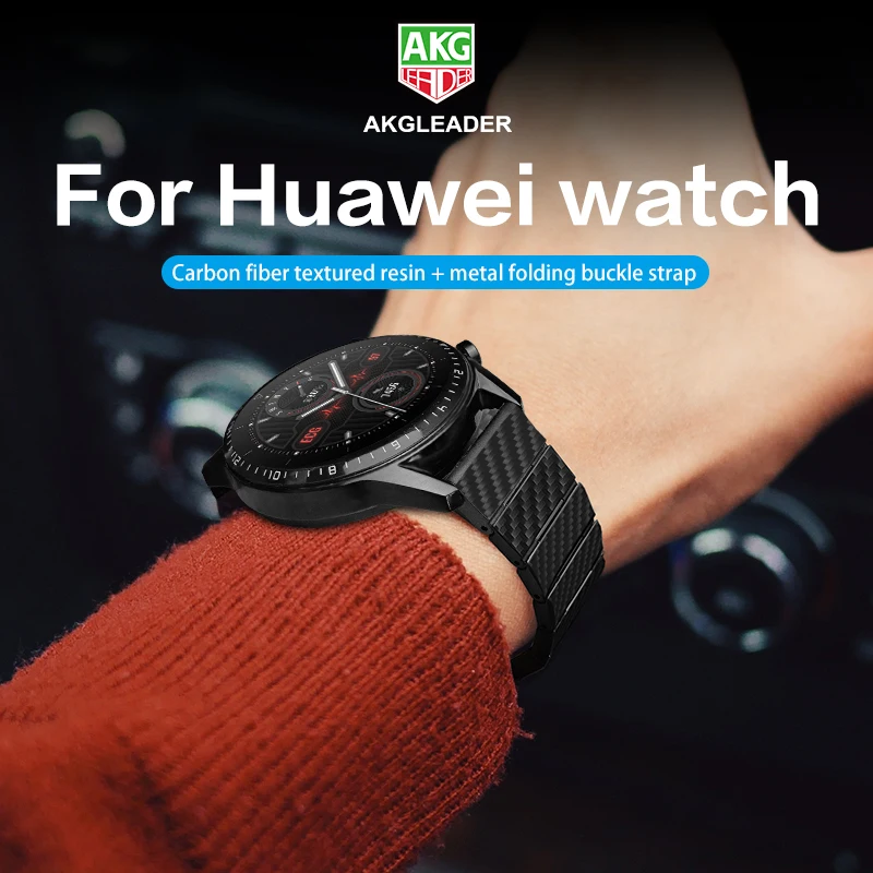 Cinturino In Carbonio Firber Grain Per Cinturini Per Orologi Huawei Gt 1/2/3 Pro Gt2E 20Mm 22Mm