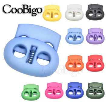 CooBigo 28 Pack Assorted Color Cord Lock Stopper, Round Plastic Toggle Spring Cord Stop for Paracord Drawstring, Elastic shoeslace String Lock Gloves