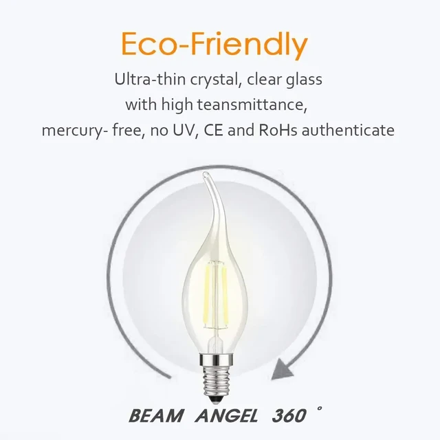 Ampoule LED Filament E14 2W (20W) - Blanc chaud 2700K