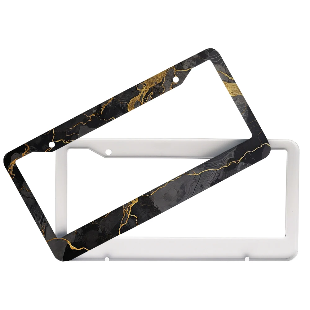 대리석 미국 자동차 레이저 컷 크롬 라이센스 플레이트 프레임, 자동차, 트럭, SUV 자동차 장식 액세서리, 도매, 12 인치 x 6 인치