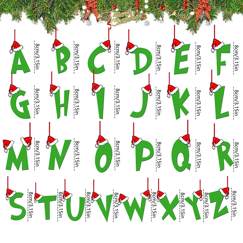 26 Letter Xmas Tree Hanging Ornaments Christmas Stocking Decoration DIY Craft Home Room Decor Navidad New Year 2026 Gift