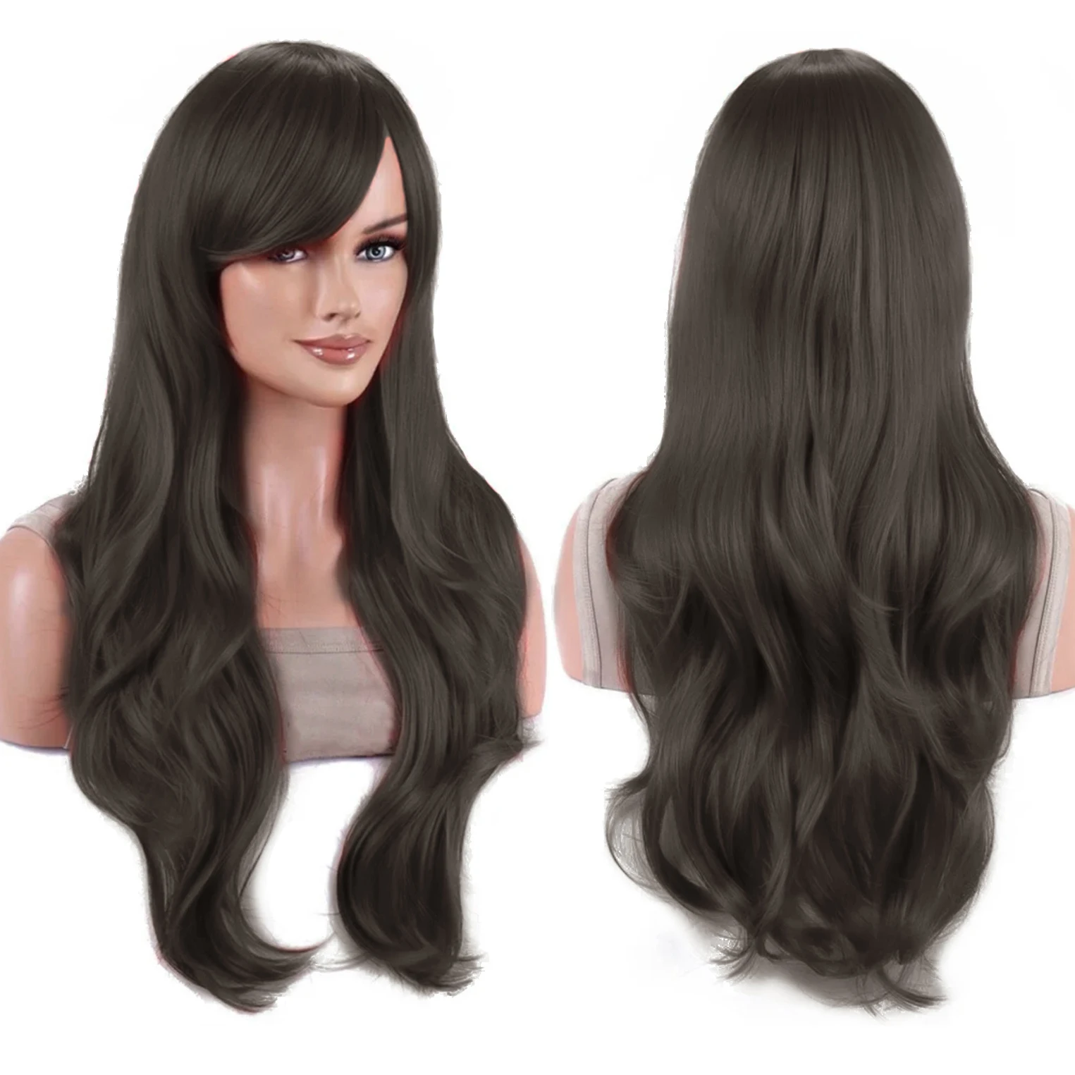 Vibrant 70cm Water Wave Cosplay Wig with Bangs