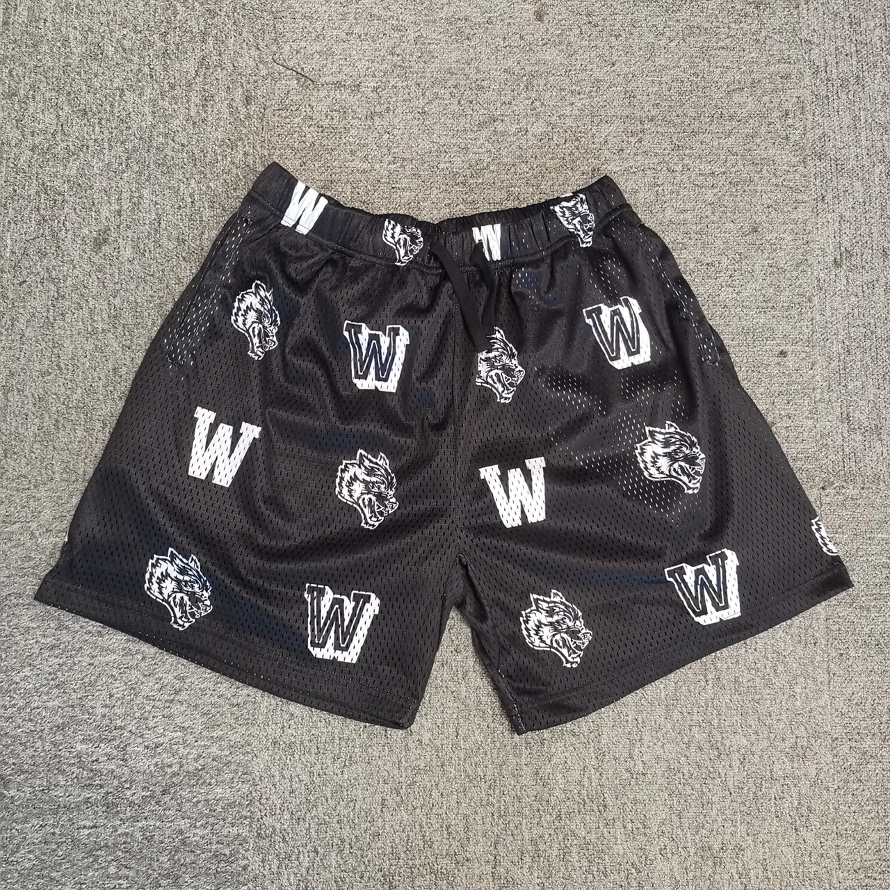 DARCSPORT Mesh Shorts Men Women Classic GYM Mesh Shorts Sport Shorts Wolves  Print With Liner Double Layer US SIZE