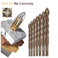 Forets à béton pour maçonnerie, pour verre, carreaux de céramique, brique, plastique, bois, alliage dur, ouvre-trou mural, tige hexagonale de 3mm à 12mm 1