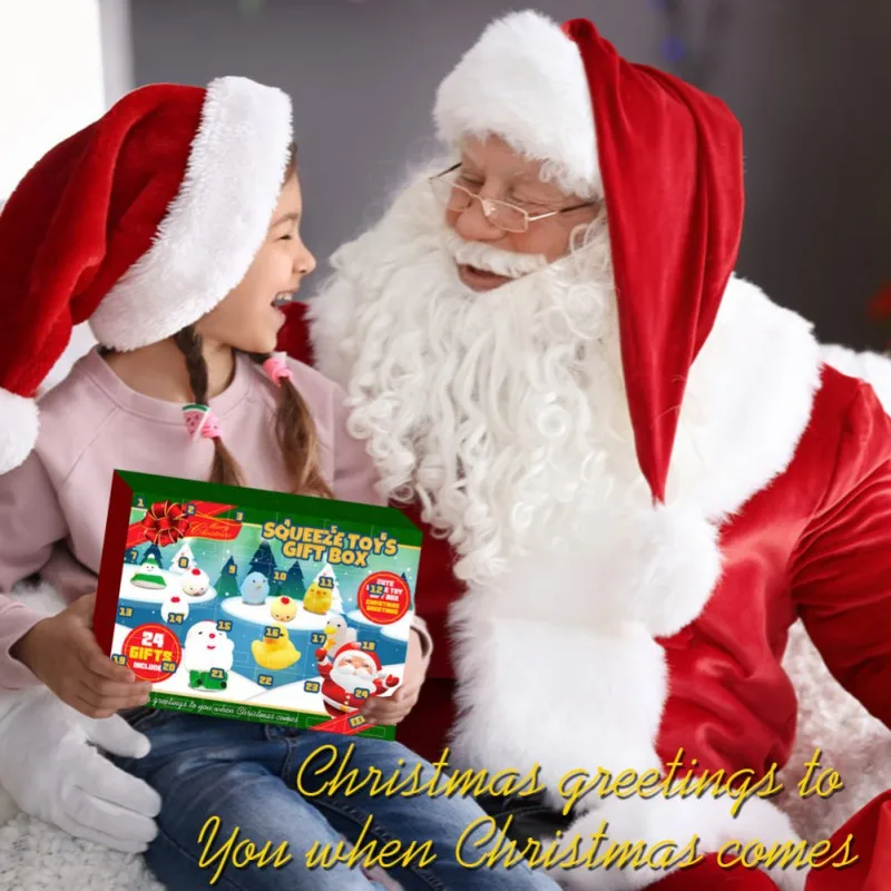 Christmas Advent Calendar 24 Days/set Squeeze Toys Christmas Countdown Advent Calendar Toy for Kid New Year Children Xmas Gift Stress Relief Toy Kit
