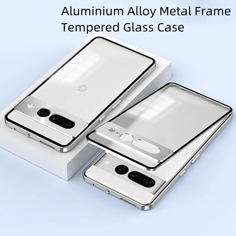 

Case For Google Pixel 7 Pro Pixel7 Pixel7A Aluminium Alloy Metal Frame Tempered Glass Camera Protection For Google Pixel7Pro