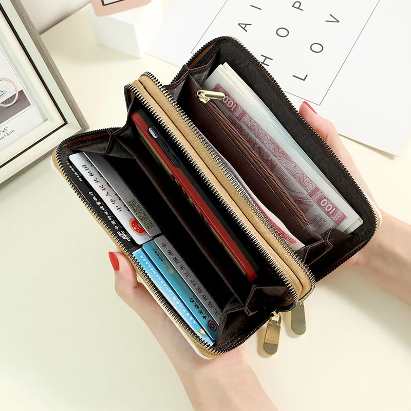 Women Wallet Long Style New Fashion Large Capacity Double Zipper Phone Pocket Print Clutch Wallet